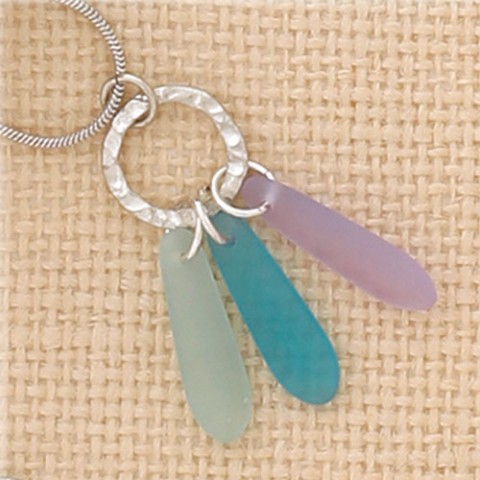 Circle Drop Long Necklace (Lavender/Turquoise/Aqua)